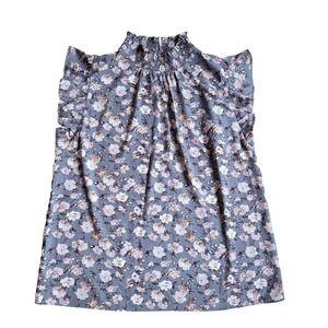 Ruffle Sleeve Smocked Top M 8 10 Blue Pink Floral Easter Cottagecore EE Some